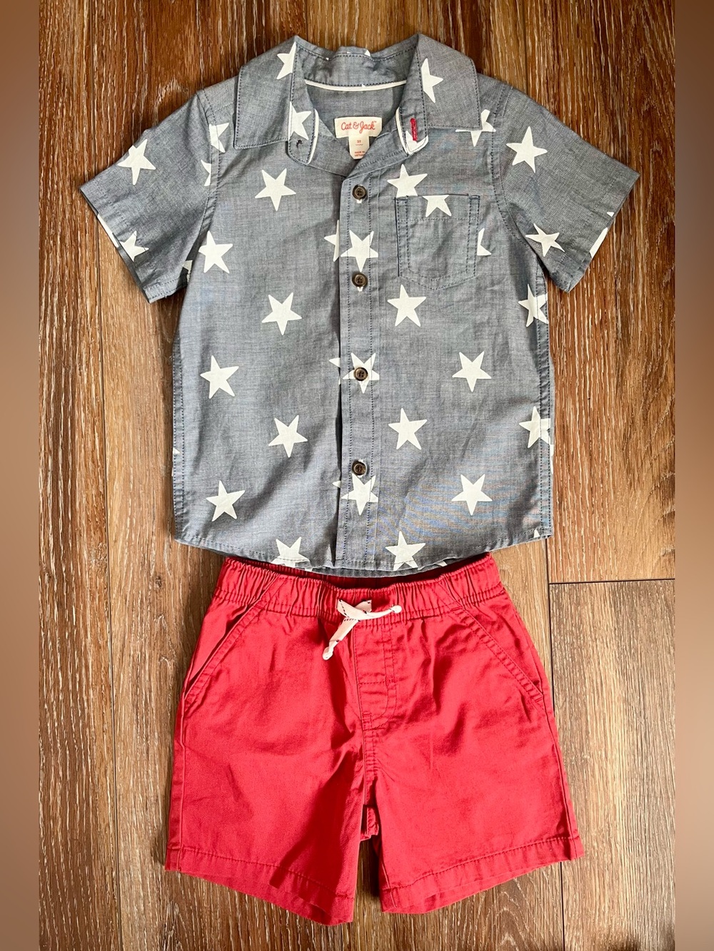 NWOT Cat & Jack Americana Short & Button Down Shirt Set Size 2T